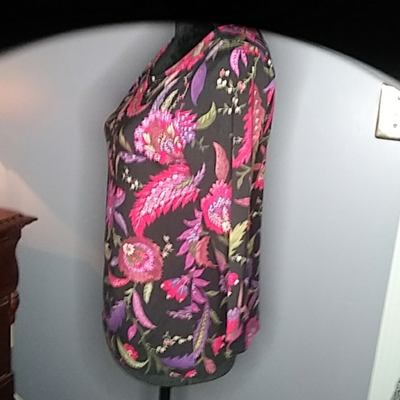 Lauren Ralph Lauren Black Floral Print Petite L - Picture 3 of 5